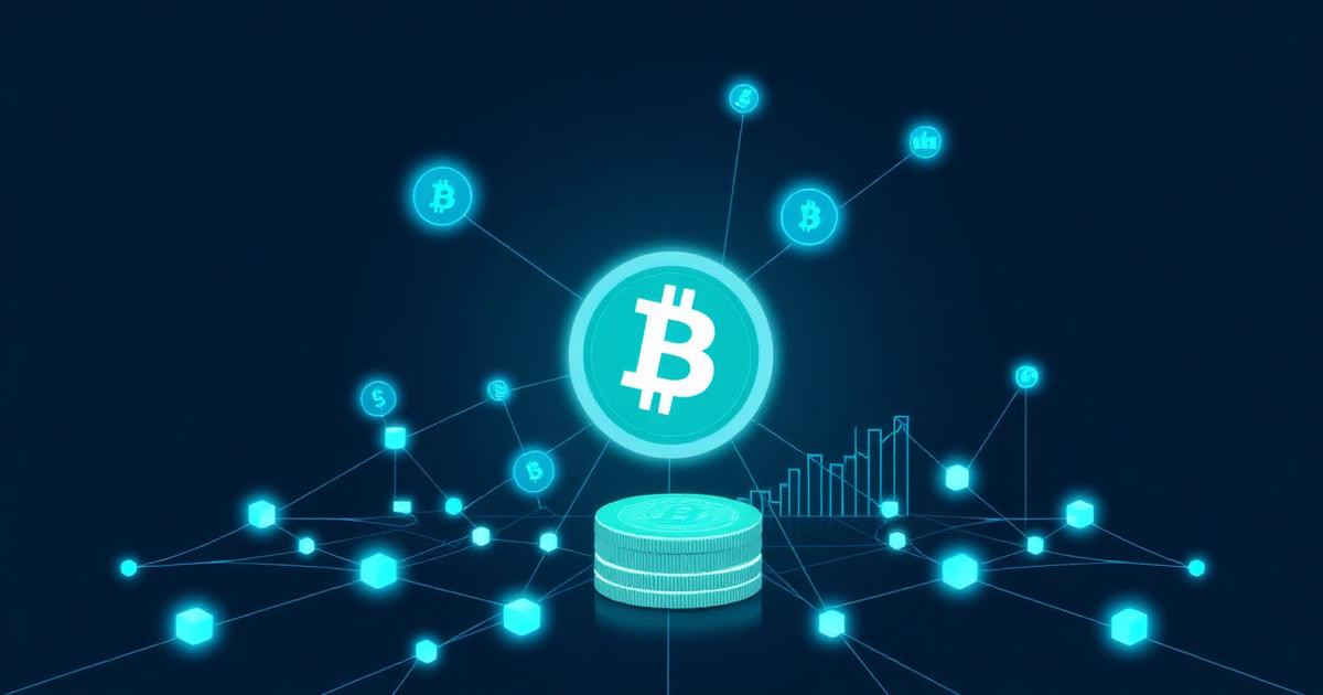 Blue blockchain network illustration used for crypto trading education