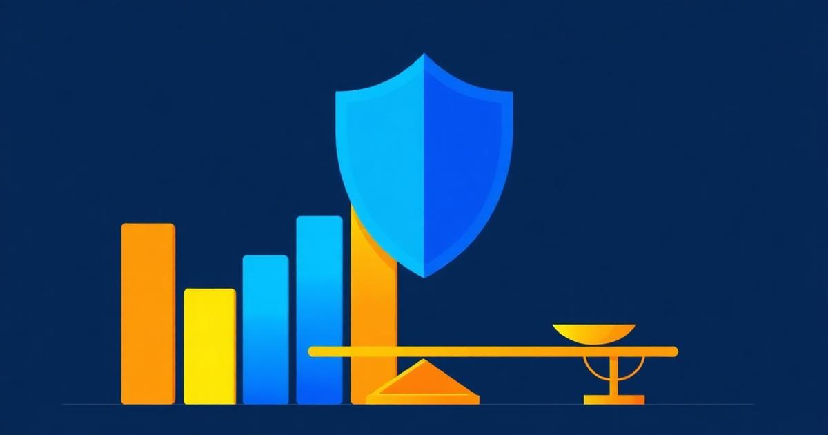 Blue shield over chart bars illustrating trading risk management